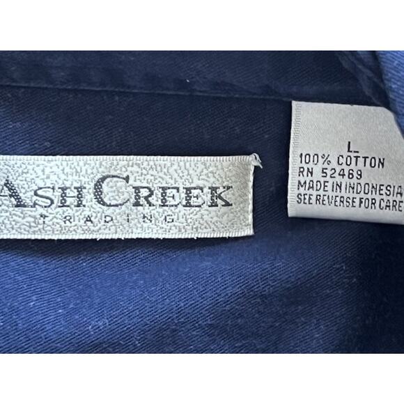 ASH CREEK TRADING Mens XL Cotton Button Down Long Sleeve Y2K Navy Blue - Picture 4 of 4